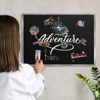 Magneetbord voor souvenir magneten met zilveren lijst Reisinspiratie