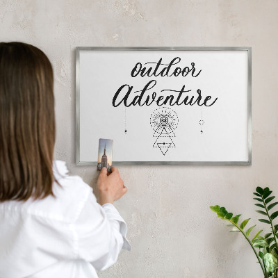 Decoratief metalen magneetbord in een zilveren lijst Buitenavontuur