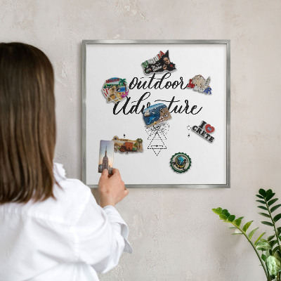 Decoratief metalen magneetbord in een zilveren lijst Buitenavontuur