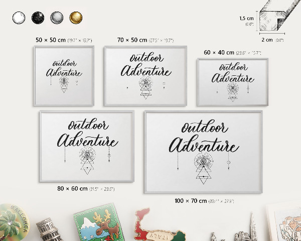 Decoratief metalen magneetbord in een zilveren lijst Buitenavontuur