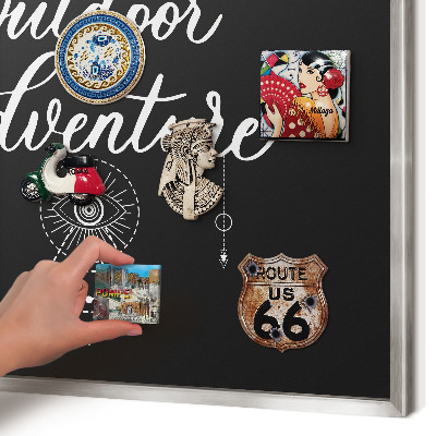 Magneetbord voor souvenir magneten met zilveren lijst Buitenavontuur