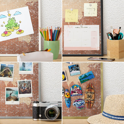 Magneetbord voor souvenir magneten met zilveren lijst Bakstenen plattegrond