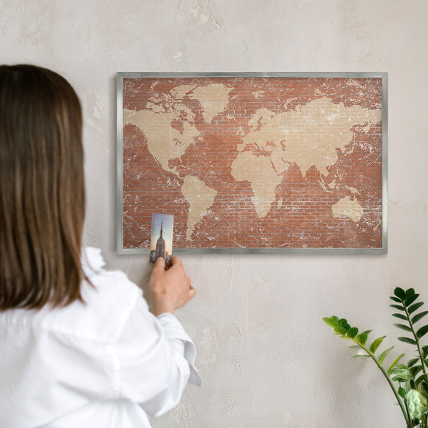 Magneetbord voor souvenir magneten met zilveren lijst Bakstenen plattegrond