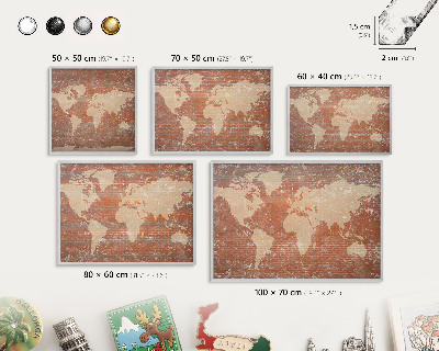 Magneetbord voor souvenir magneten met zilveren lijst Bakstenen plattegrond