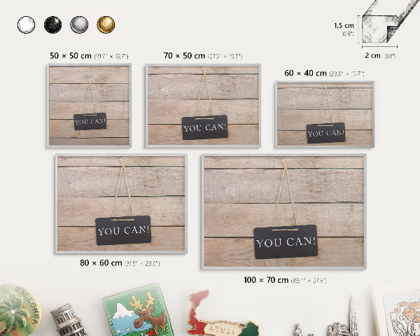 Decoratief metalen magneetbord in een zilveren lijst Motivatie elke dag