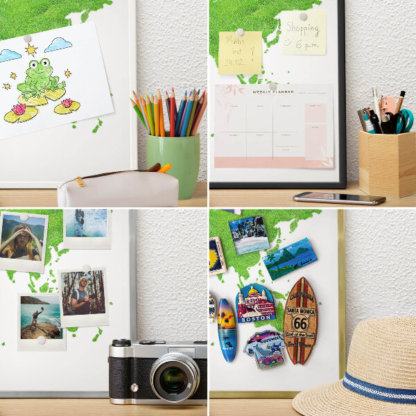 Decoratief metalen magneetbord in een zilveren lijst Groene kaart