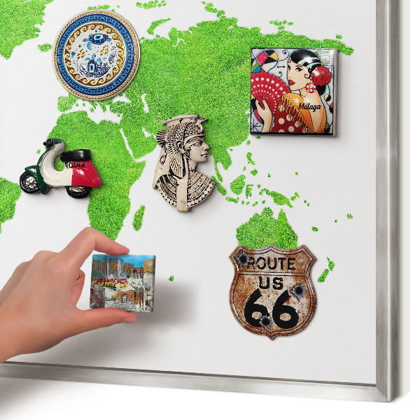 Decoratief metalen magneetbord in een zilveren lijst Groene kaart