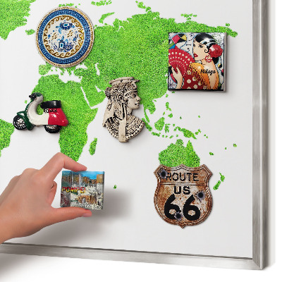 Decoratief metalen magneetbord in een zilveren lijst Groene kaart