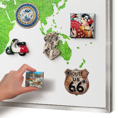 Decoratief metalen magneetbord in een zilveren lijst Groene kaart