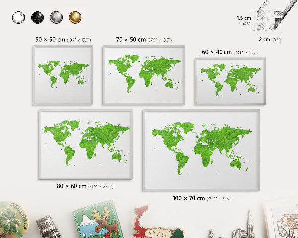 Decoratief metalen magneetbord in een zilveren lijst Groene kaart