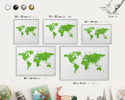 Decoratief metalen magneetbord in een zilveren lijst Groene kaart