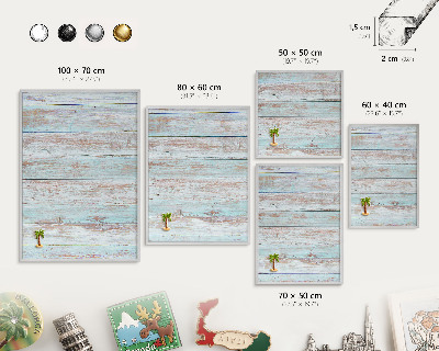 Decoratief metalen magneetbord in een zilveren lijst Rustieke planken