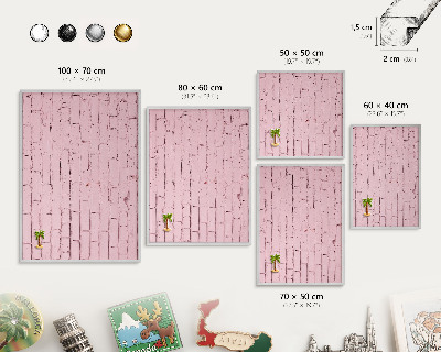 Magneetbord voor souvenir magneten met zilveren lijst Roze baksteen