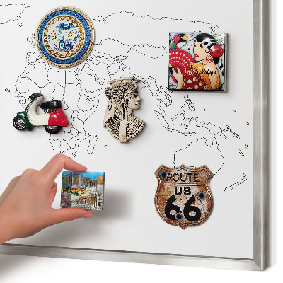 Decoratief metalen magneetbord in een zilveren lijst Contourkaart