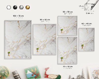 Decoratief metalen magneetbord in een zilveren lijst Marmeren elegantie