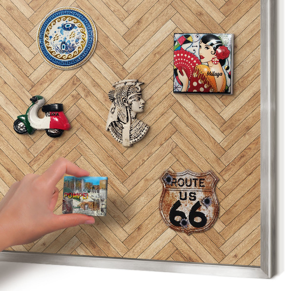 Decoratief metalen magneetbord in een zilveren lijst Visgraatpatroon