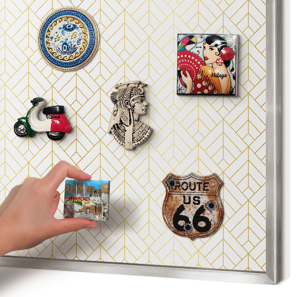 Magneetbord voor souvenir magneten met zilveren lijst Bladgeometrie