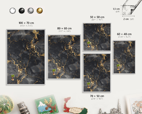 Decoratief metalen magneetbord in een zilveren lijst Fijne aderen