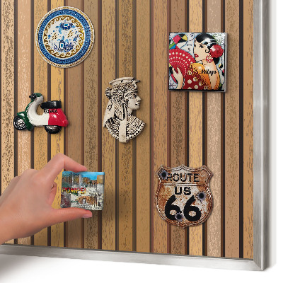 Magneetbord voor souvenir magneten met zilveren lijst Warme riemen