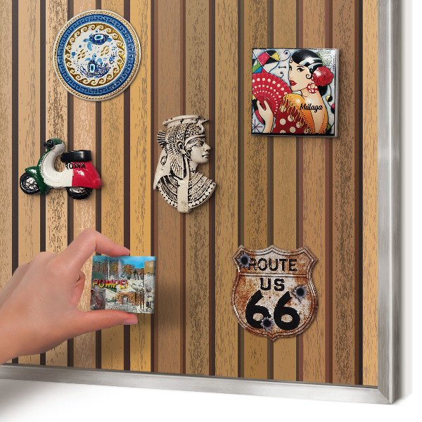 Magneetbord voor souvenir magneten met zilveren lijst Warme riemen