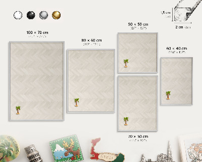 Decoratief metalen magneetbord in een zilveren lijst Subtiele visgraat