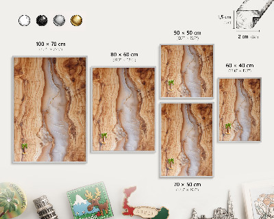 Magneetbord voor souvenir magneten met zilveren lijst Houten elegantie