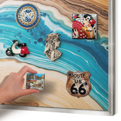 Decoratief metalen magneetbord in een zilveren lijst Aardlagen