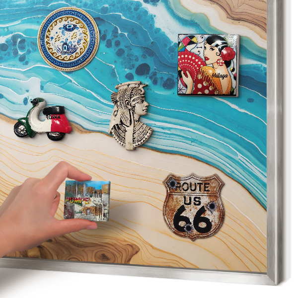 Decoratief metalen magneetbord in een zilveren lijst Aardlagen