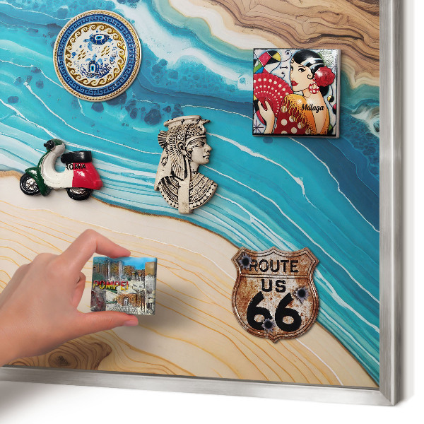 Decoratief metalen magneetbord in een zilveren lijst Aardlagen