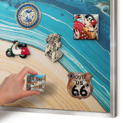 Decoratief metalen magneetbord in een zilveren lijst Aardlagen