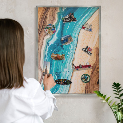 Decoratief metalen magneetbord in een zilveren lijst Aardlagen