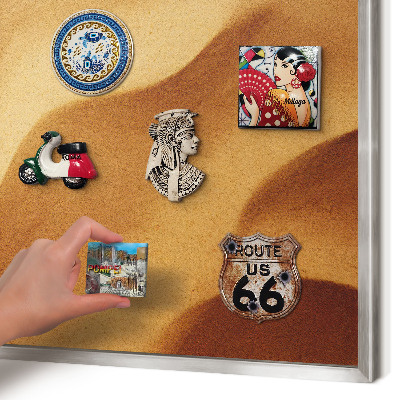 Magneetbord voor souvenir magneten met zilveren lijst Zandgolven