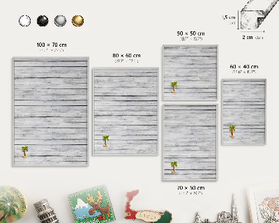 Decoratief metalen magneetbord in een zilveren lijst Licht hout