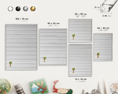 Magneetbord voor souvenir magneten met zilveren lijst Minimalistische strepen