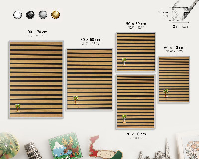 Decoratief metalen magneetbord in een zilveren lijst Houten ritmes