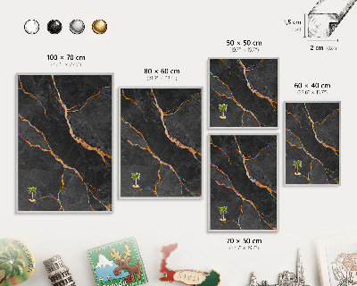 Magneetbord voor souvenir magneten met zilveren lijst Marmeren linten