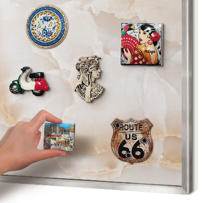 Decoratief metalen magneetbord in een zilveren lijst Subtiele golven
