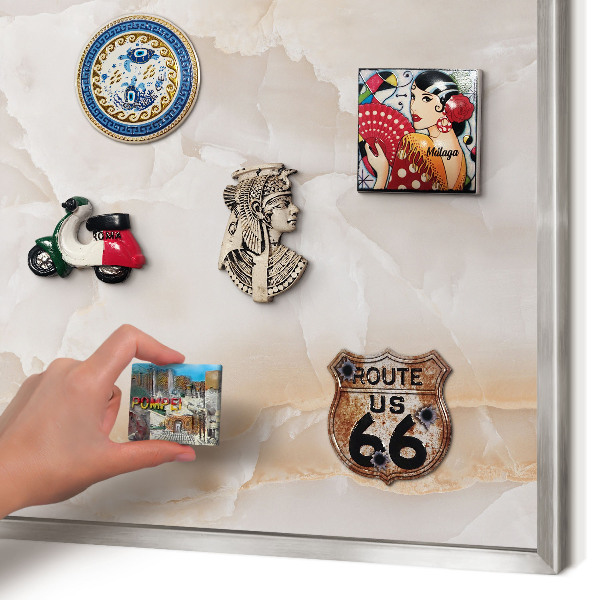 Decoratief metalen magneetbord in een zilveren lijst Subtiele golven