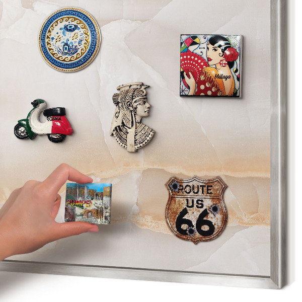 Decoratief metalen magneetbord in een zilveren lijst Subtiele golven