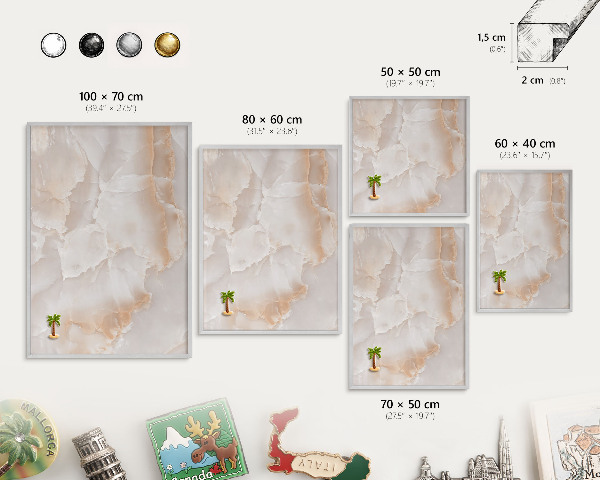 Decoratief metalen magneetbord in een zilveren lijst Subtiele golven