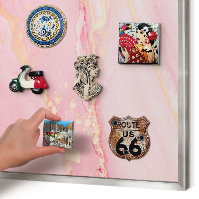 Magneetbord voor souvenir magneten met zilveren lijst Roze elegantie