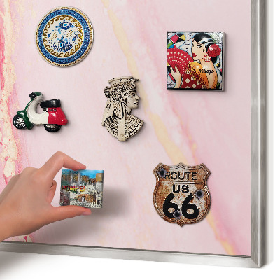 Magneetbord voor souvenir magneten met zilveren lijst Roze elegantie