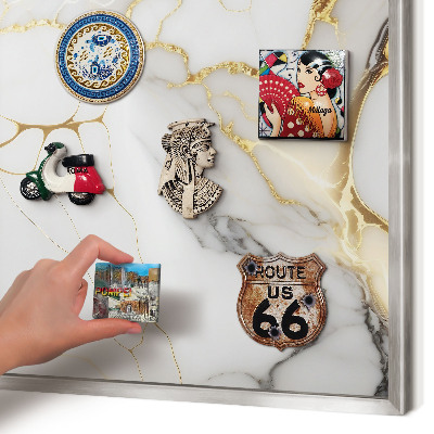 Magneetbord voor souvenir magneten met zilveren lijst Abstract marmer