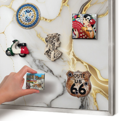 Magneetbord voor souvenir magneten met zilveren lijst Abstract marmer