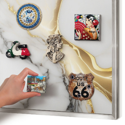 Magneetbord voor souvenir magneten met zilveren lijst Abstract marmer