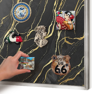 Magneetbord voor souvenir magneten met zilveren lijst Luxueuze golven