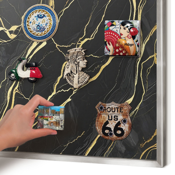 Magneetbord voor souvenir magneten met zilveren lijst Luxueuze golven