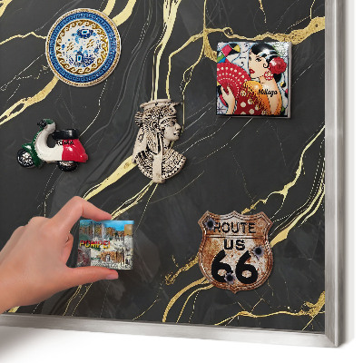 Magneetbord voor souvenir magneten met zilveren lijst Luxueuze golven