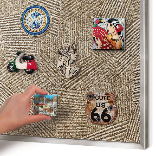 Magneetbord voor souvenir magneten met zilveren lijst Geometrisch patroon