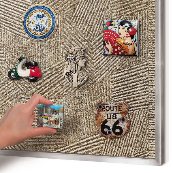 Magneetbord voor souvenir magneten met zilveren lijst Geometrisch patroon